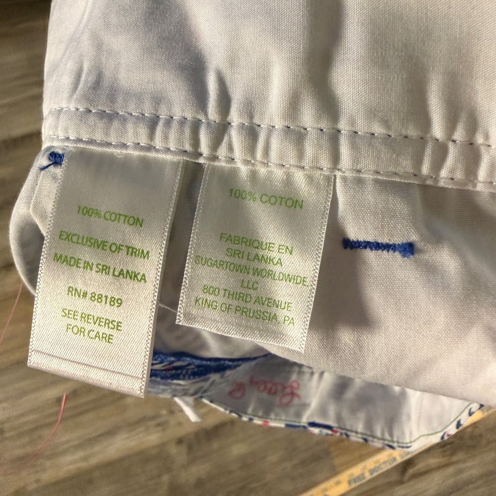 Lilly Pulitzer Walsh Shorts Size 8 Blue White Print Cotton Flat Front - Picture 5 of 8